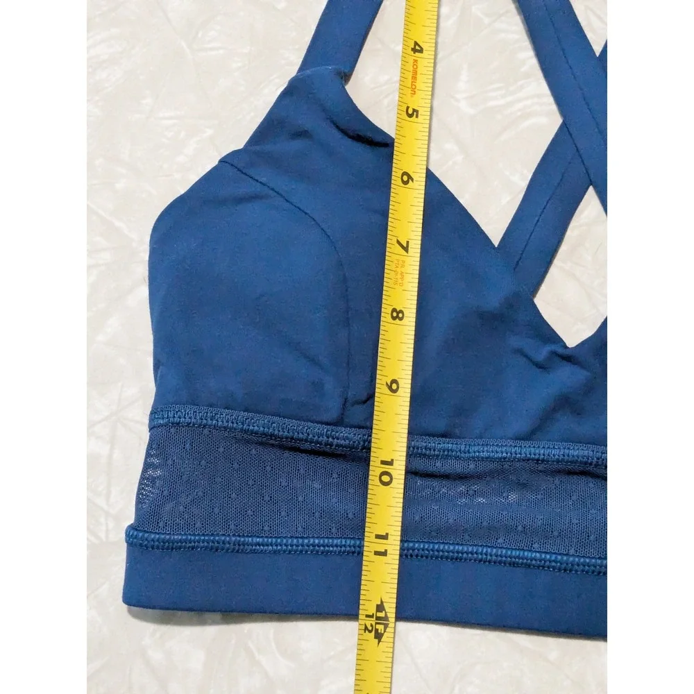 Lululemon Body Con Poseidon Teal Blue Cross Back Mesh Longline Sports Bra Sz 4 - Picture 5 of 6